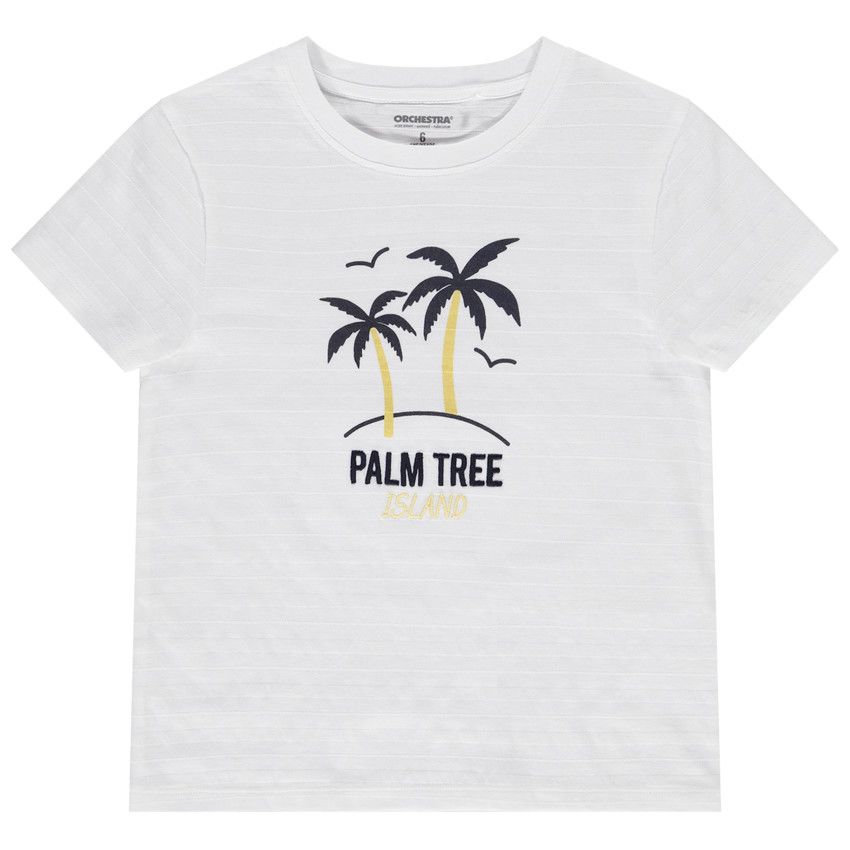T-shirt manches courtes print palmiers pour garçon - Blanc