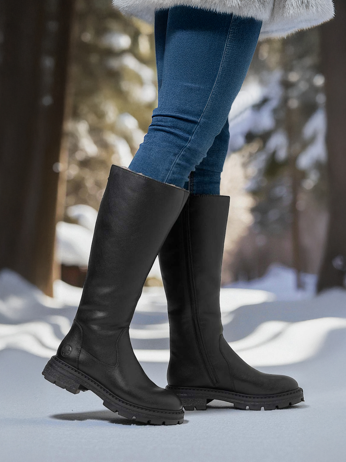 Rieker Wide leather boots ullfôret