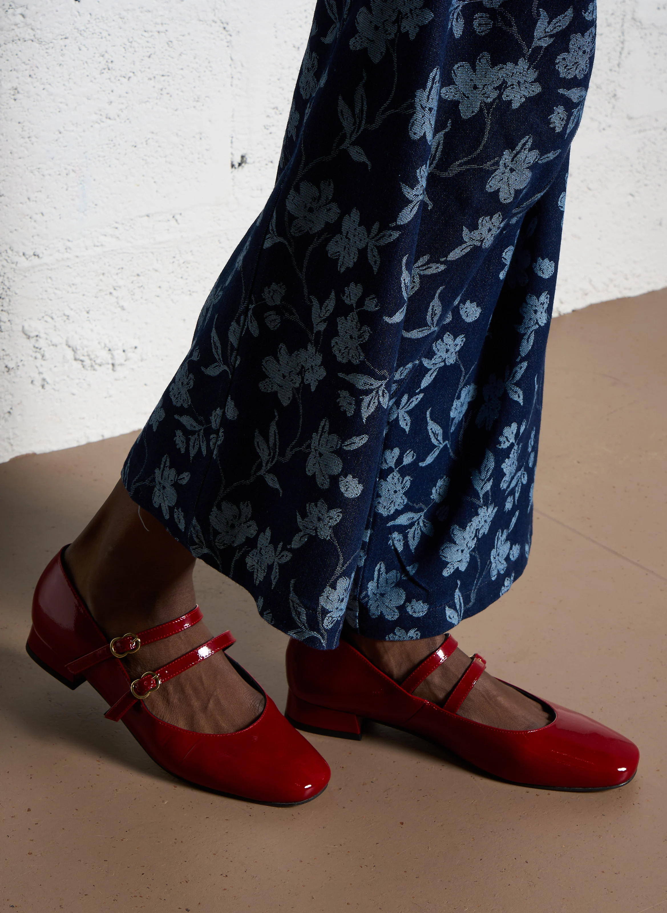 BONNIE - Babies à talons en cuir vernis | Rouge
