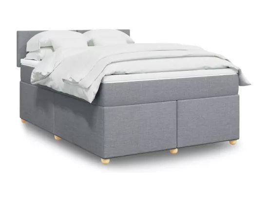 Sommier à lattes de lit avec matelas Gris clair 140x190cm Tissu
