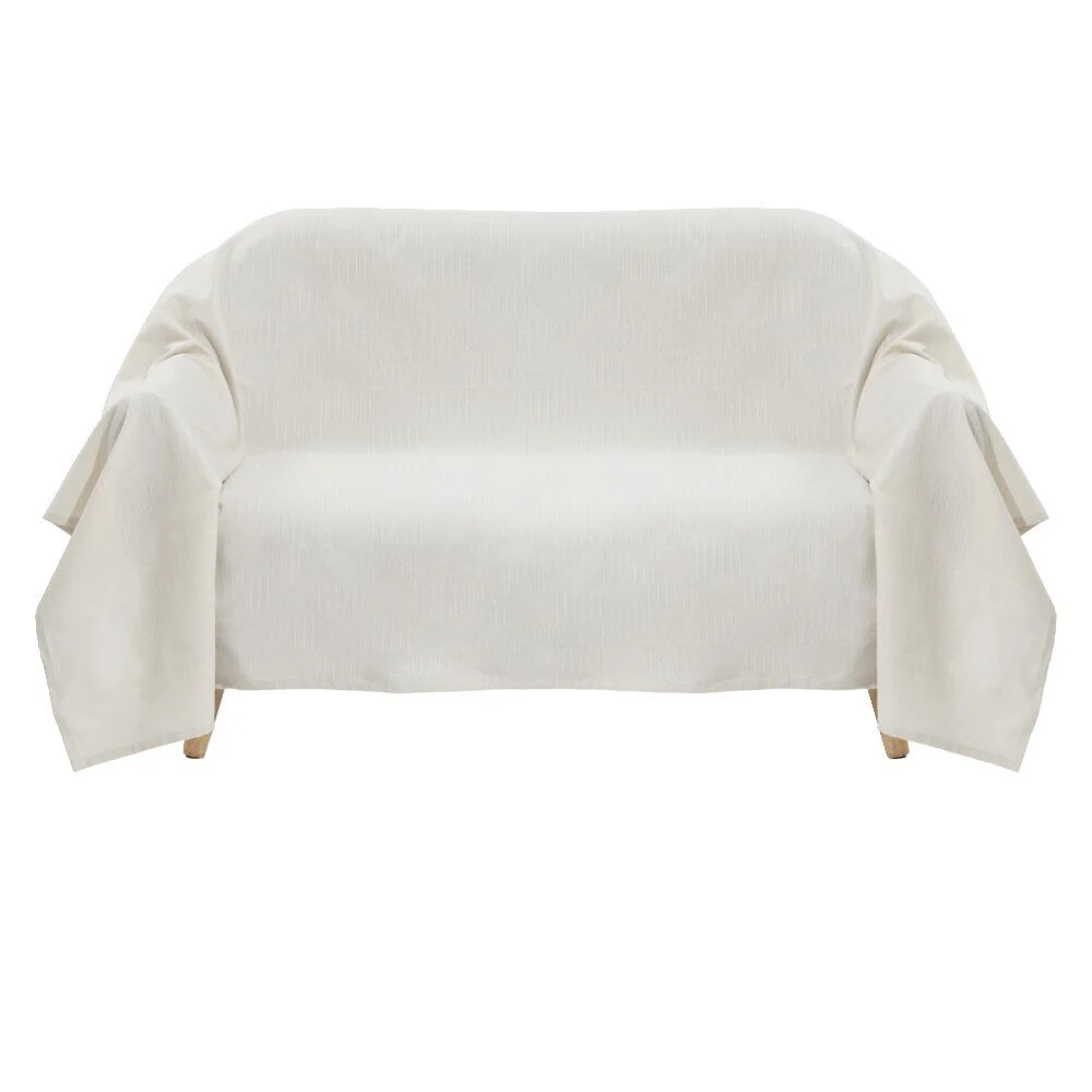 Jeté de canapé polyester et coton blanc 170x250cm