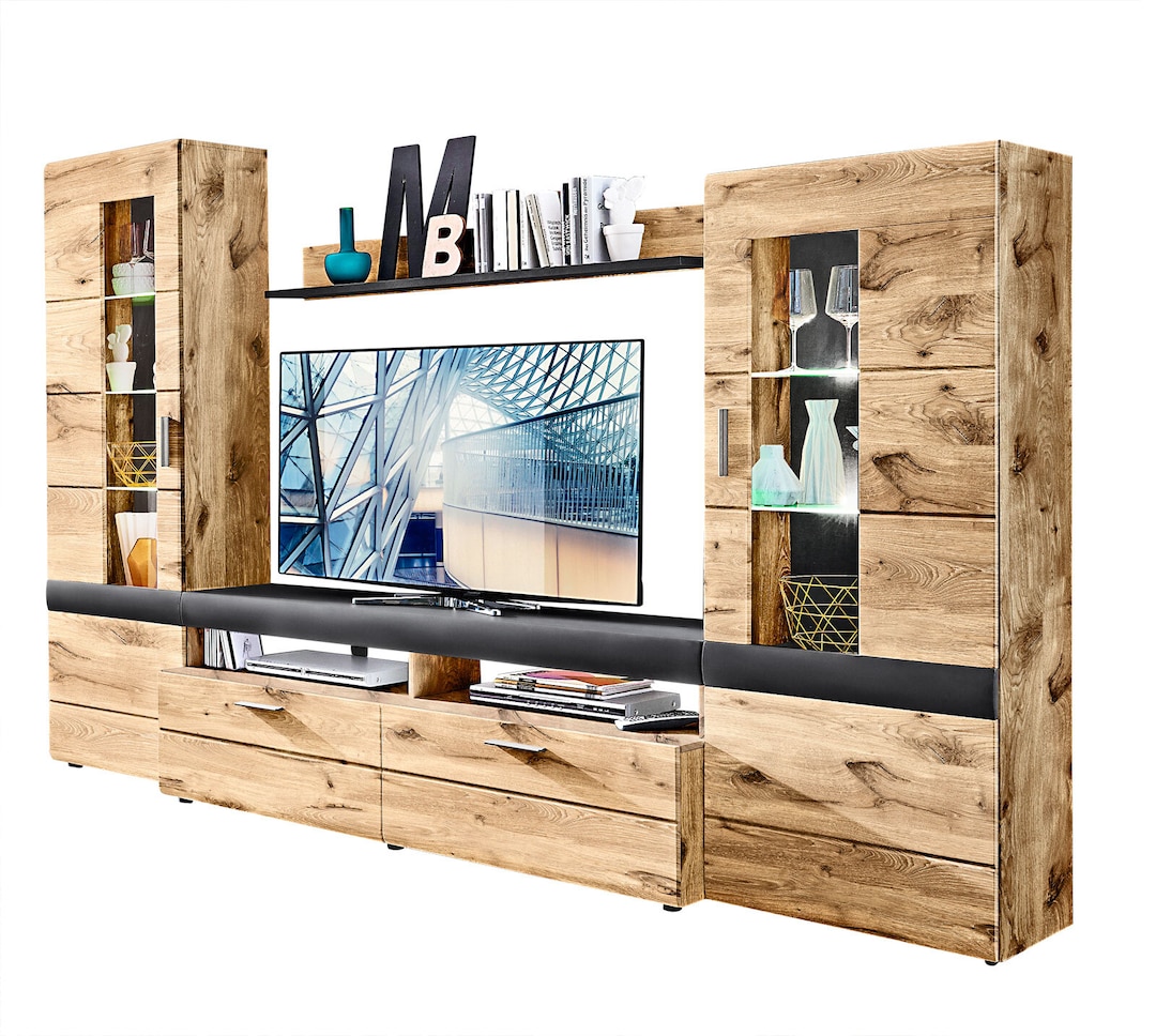 CASAVANTI Wohnwand CANNES 5-teilig Viking Oak/ Graphit