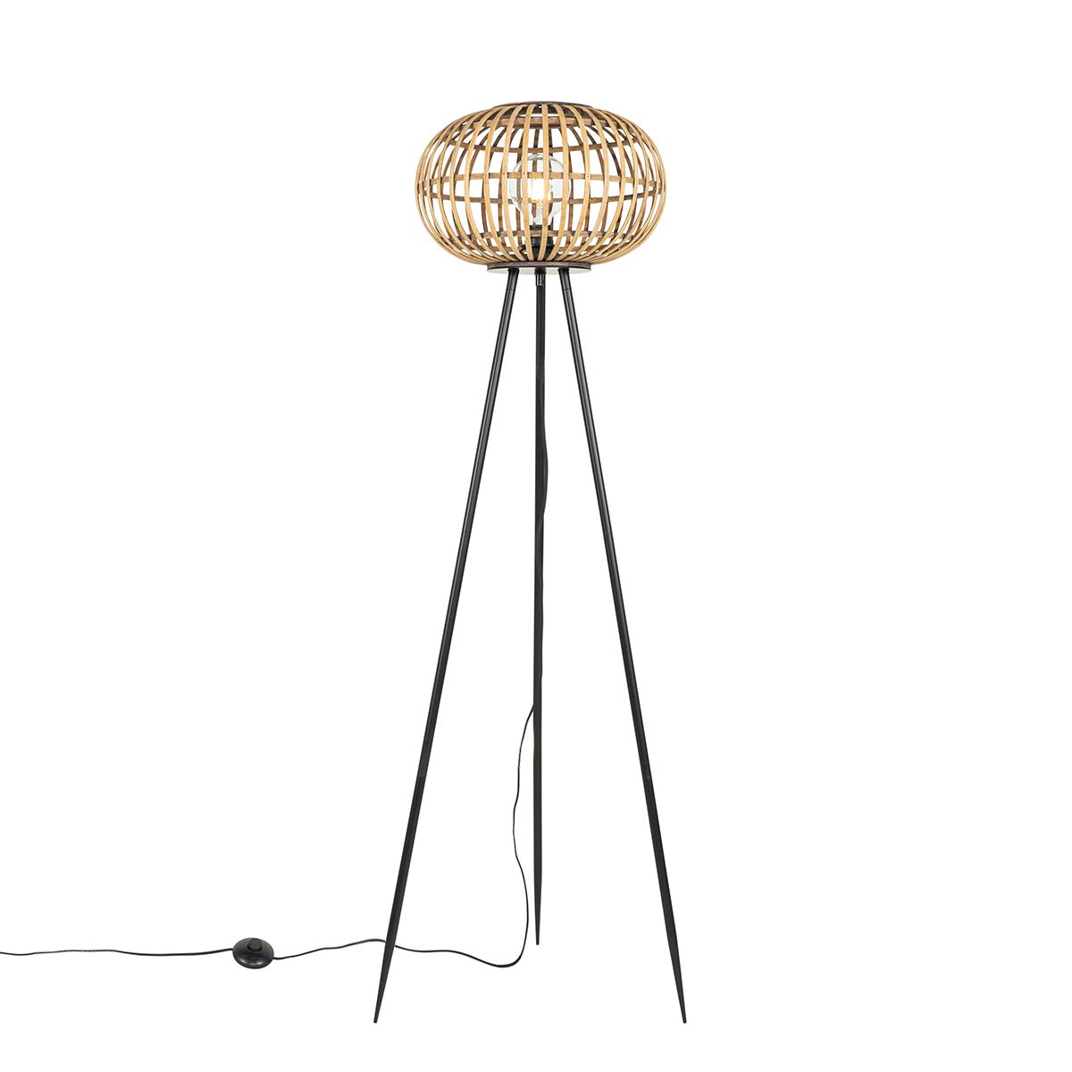 Oosterse tripod vloerlamp bamboe - Amira