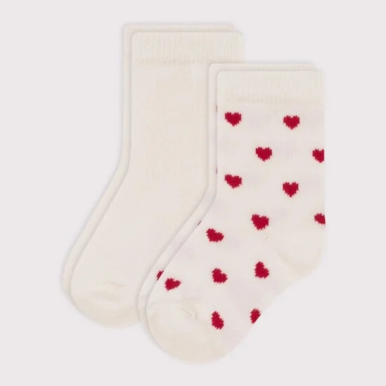 Lot de 2 paires de chaussettes cœurs en jersey de coton bébé   de               Petit Bateau