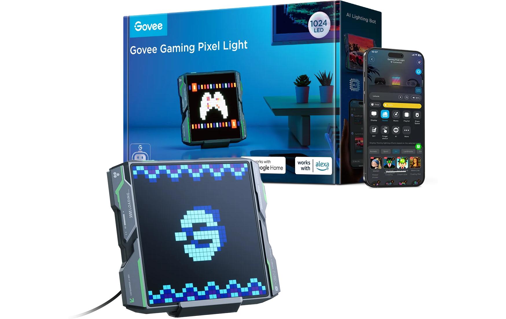 Gaming-Pixel-Licht 13.5 x 13.5 cm<br>Pixelkunst, Echtzeitinfos und Gaming-Sync in einem smarten Lichtgerät