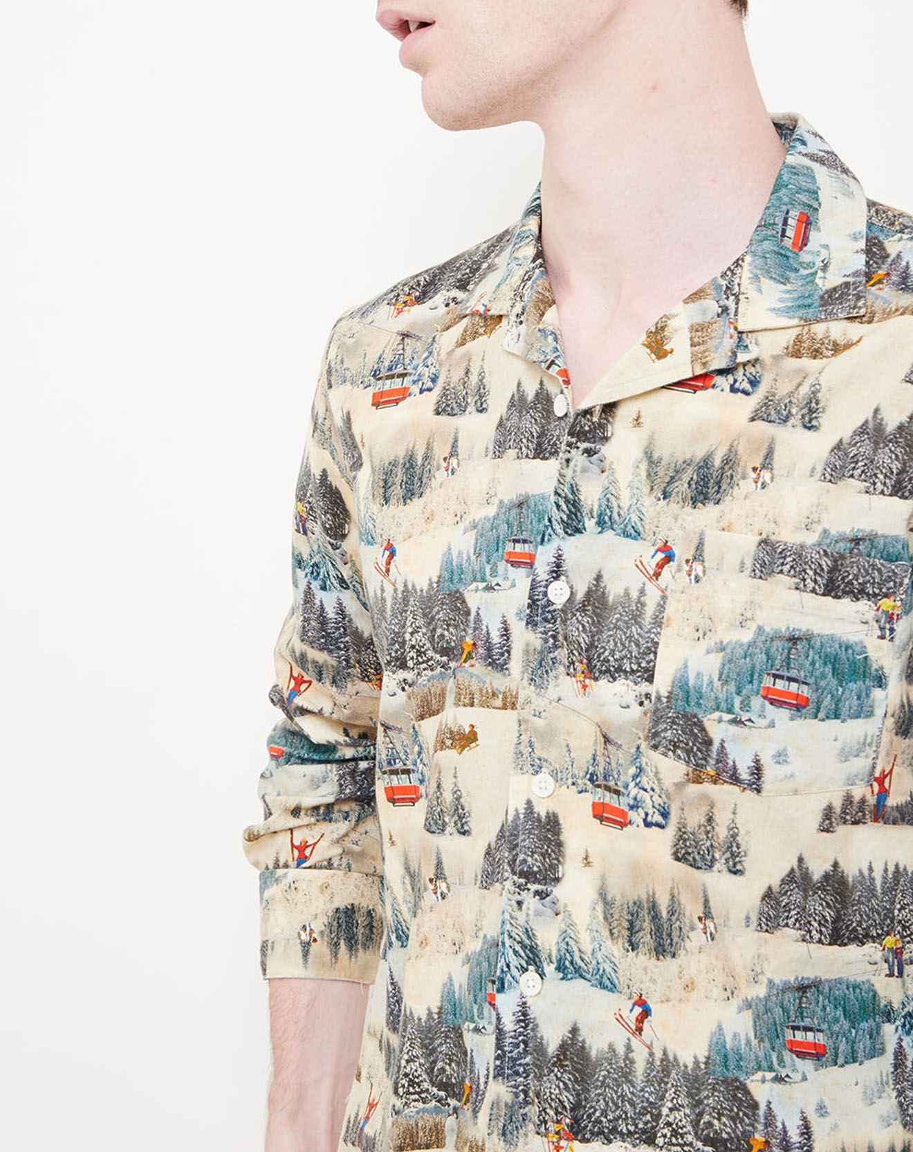Hartford Chemise slim Slam imprimé ski beige/multicolore