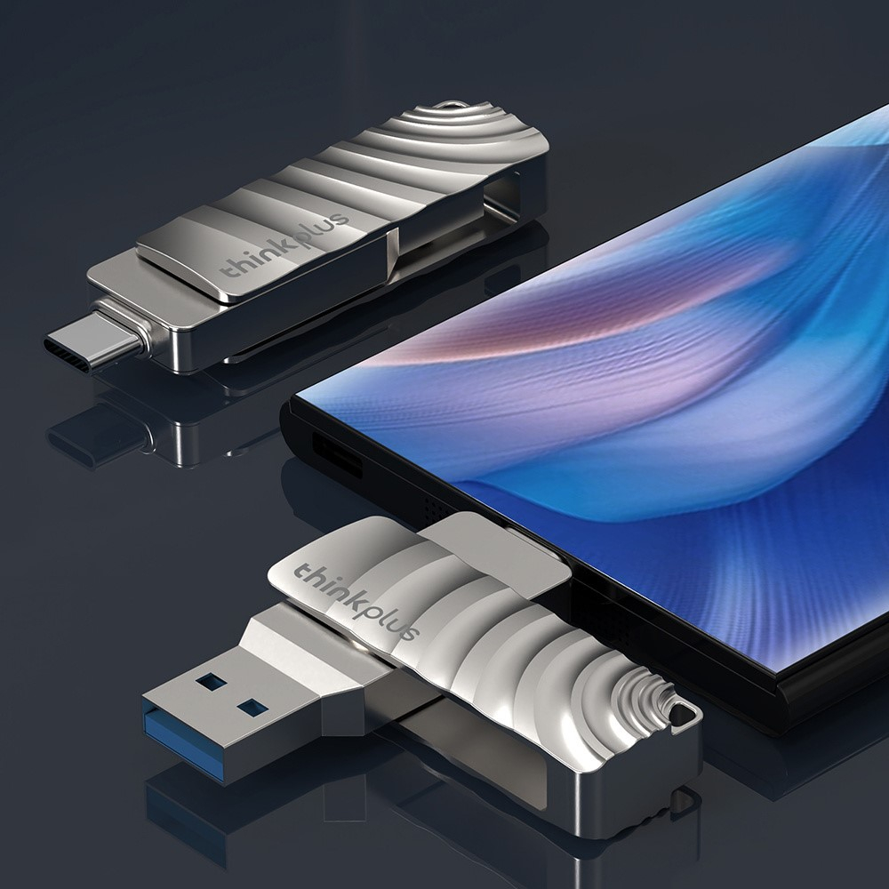 (64GB) Thinkplus USB C / USB 3.2 Speicher Stick Flash Drive mit 100 Mbit/s Lesegeschwindigkeit (MU232) - Silber