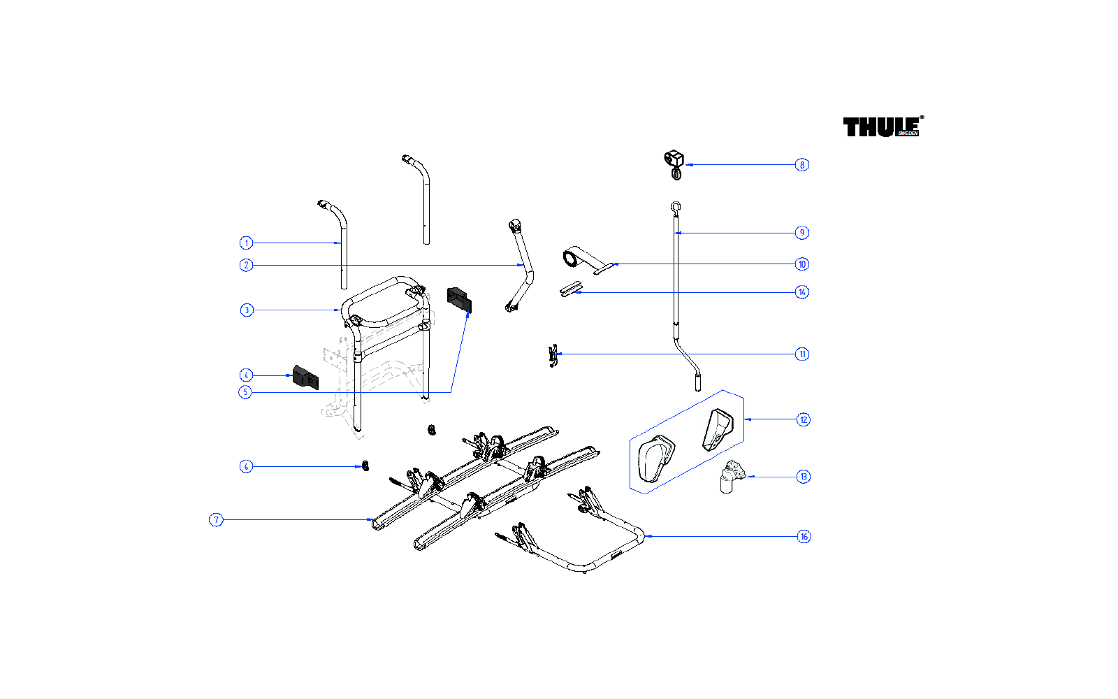Thule Tragrahmen für Fahrradträger Lift V16 Manual / 12 V – Thule Ersatzteilnummer 1500603105