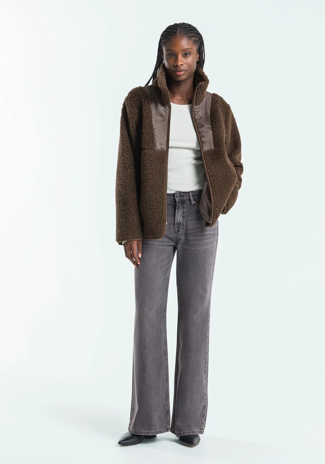 Kings Of Indigo Jacke Totoku Chocolate Brown Sherpa
