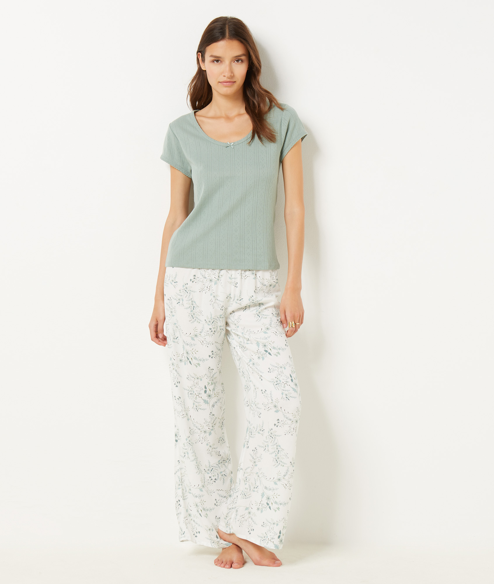 T-shirt en maille pointelle 100% coton