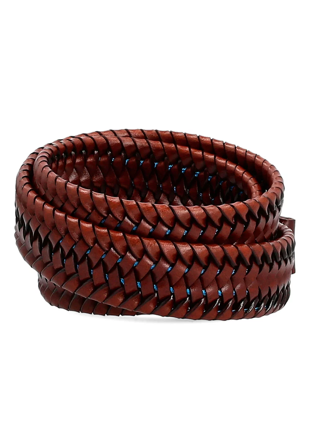 CEINTURE LEOPOLD CUIR TRESSE MARRON  MOYEN