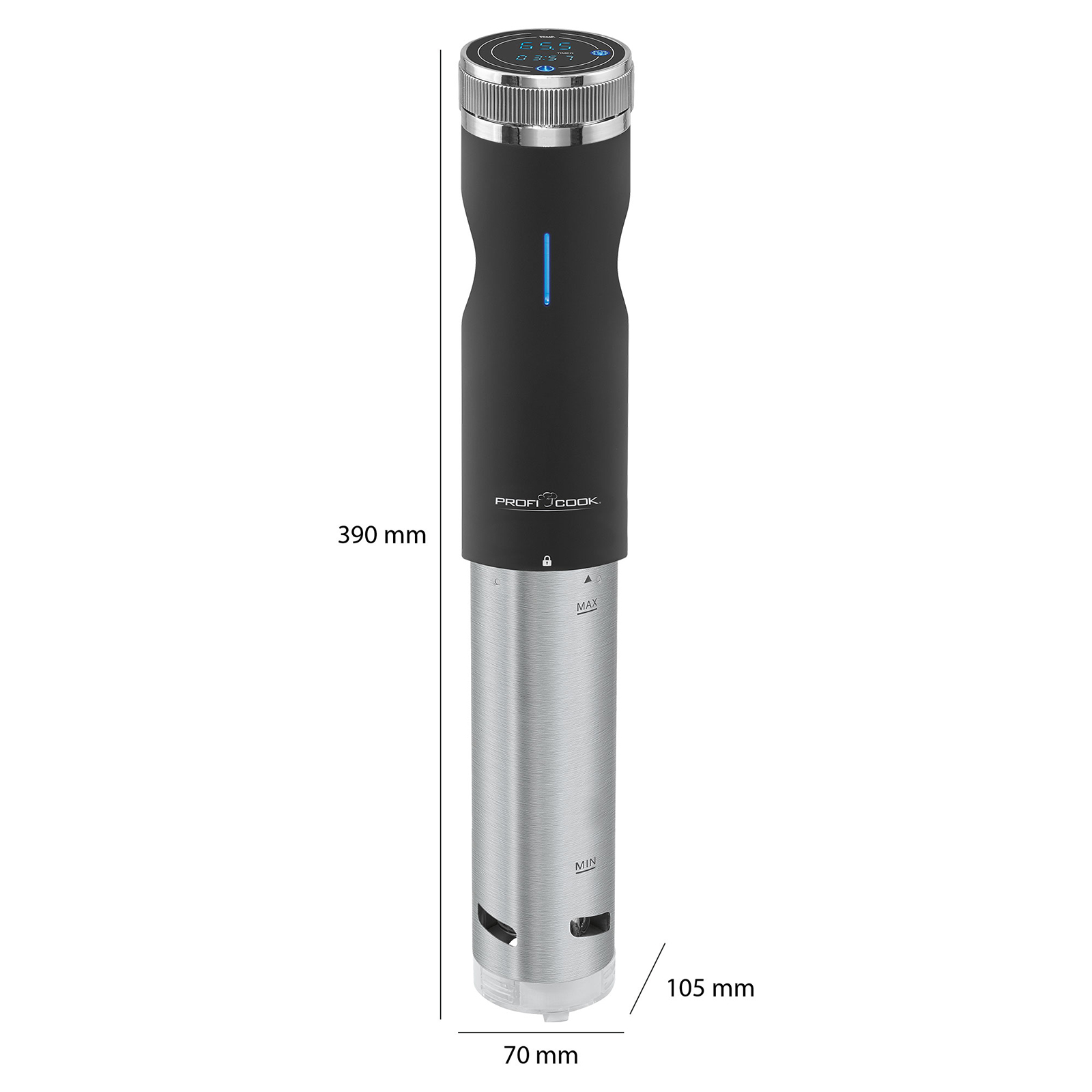 PROFICOOK Sous Vide Stick - Edelstahl-schwarz - punktgenaues Garen