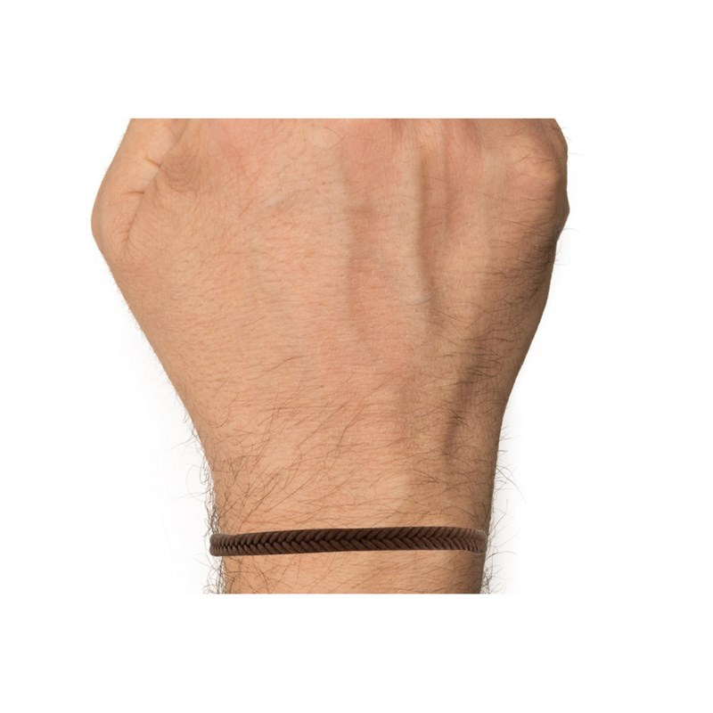 Bracelet Homme Tresse en Coton Marron Clair - taille 19 cm