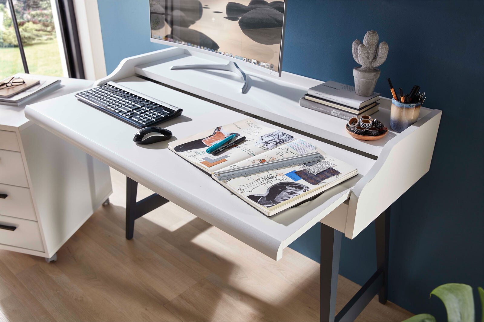 Schreibtisch Inno4Home 120x50 cm grau/weiß