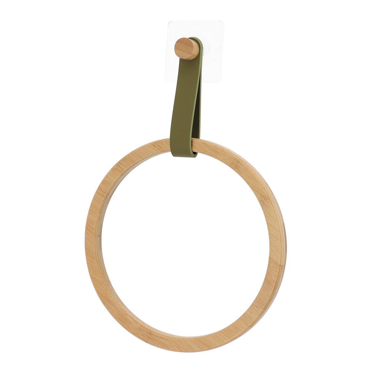 PORTE SERVIETTES ARRONDI AVEC LANIERE KAKI BAMBOU