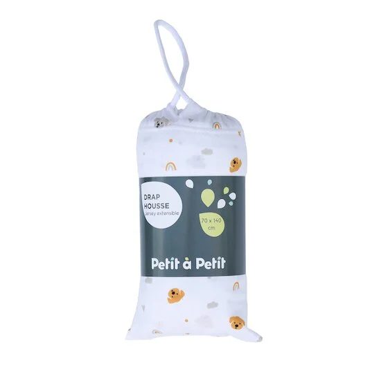 Drap housse jersey   Imprimé chiot        70 x 140 cm   de               Petit à petit