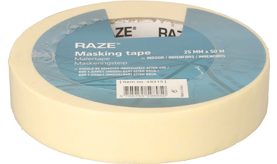 Malertape til afdækning 25mm x 50M
