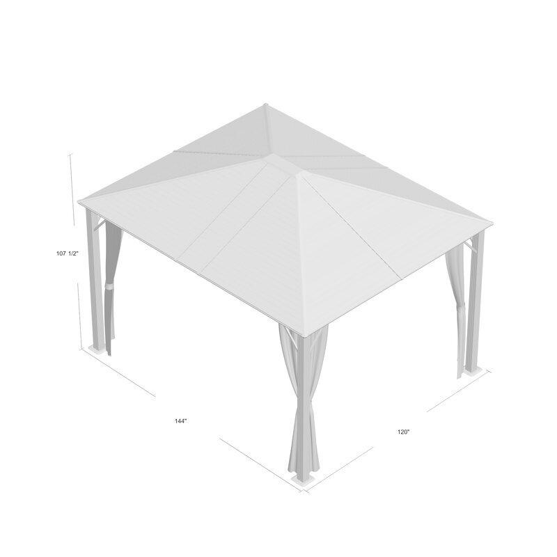 Gazebo de alumínio para pátio Windermere, 3,65 m de largura x 3 m de profundidade