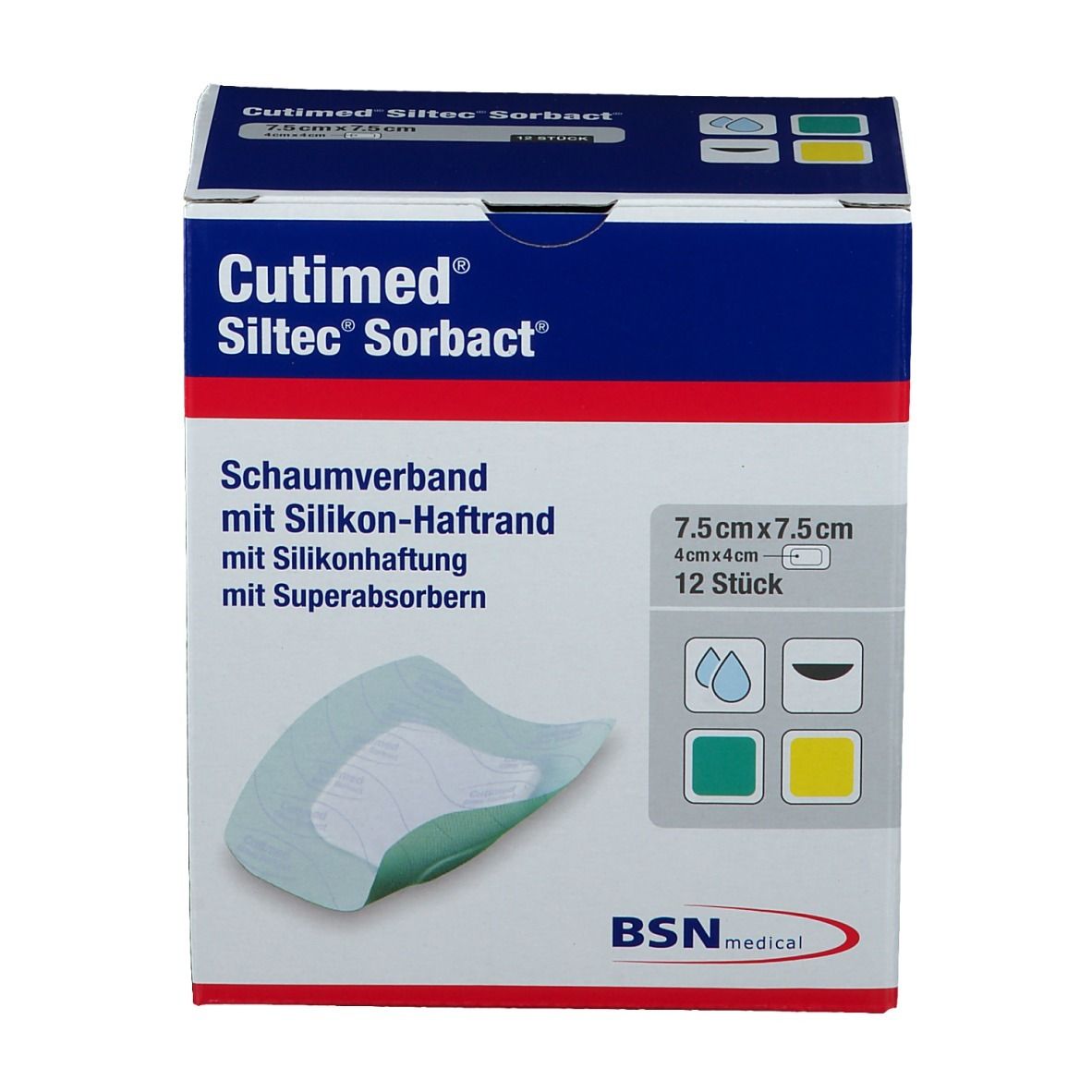 Cutimed® Siltec Sorbact 7,5 cm x 7,5 cm