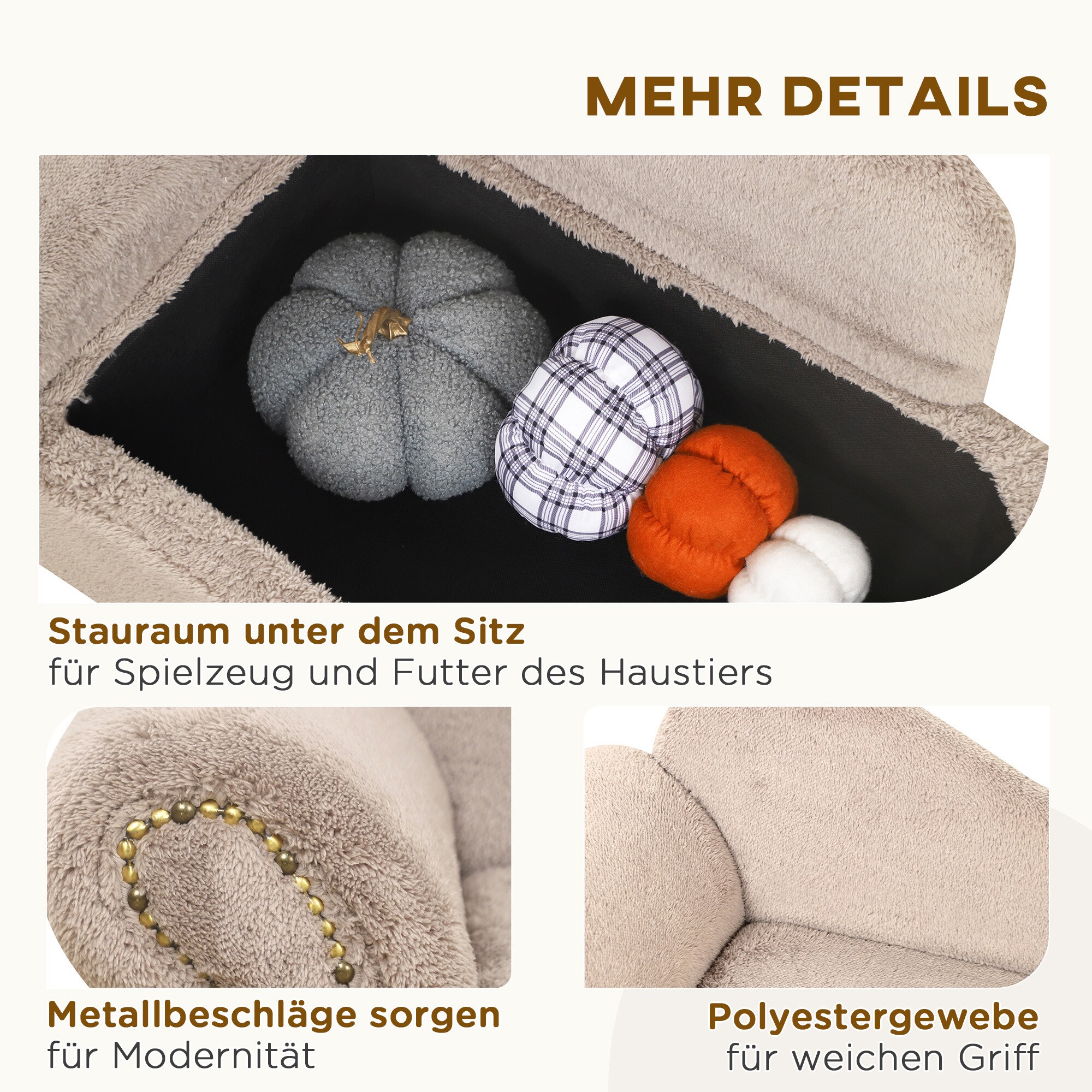 PawHut Hundesofa mit erhöhtem Design beige 80L x 40B x 46H cm