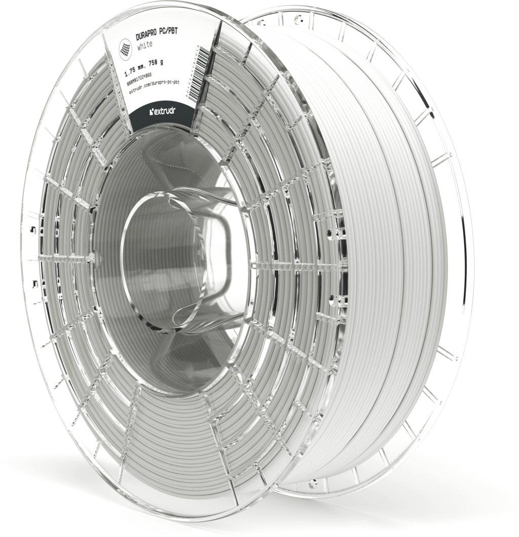Extrudr  DuraPro PC/PBT White, 1,75 mm / 750 g    Die perfekte Materialkombination für höchste Ansprüche in White