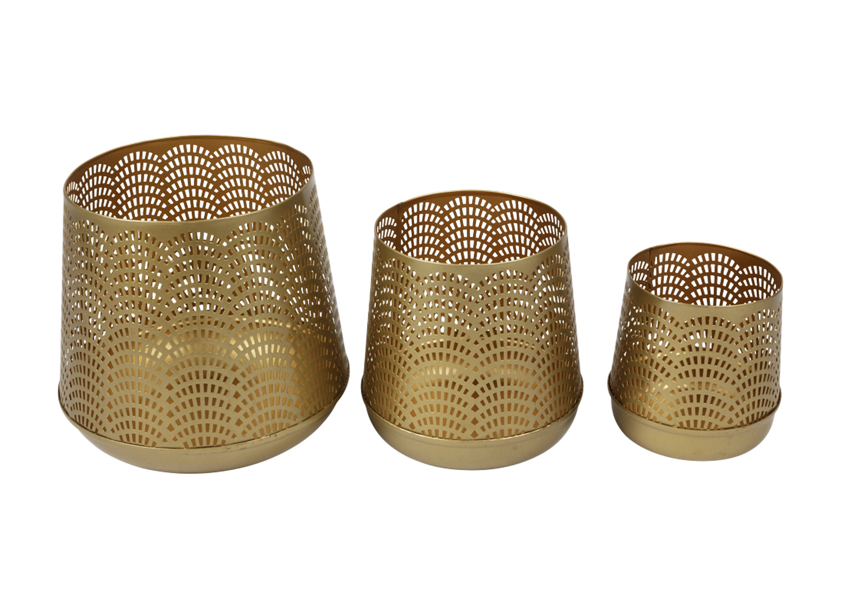 Metall-Windlichter 3er-Set Gold