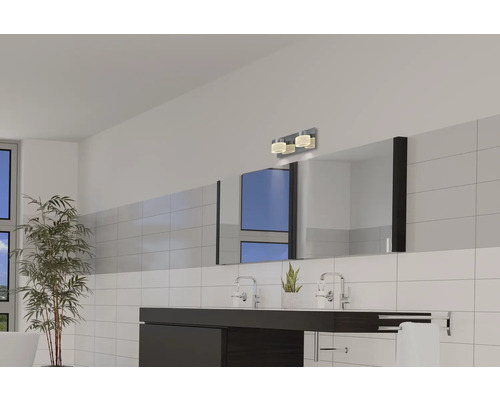 LED FLAIR wandlamp, 2-lichts, 2x630 lm, 3000 K, HxB 10x26 cm, Kynosura chroom