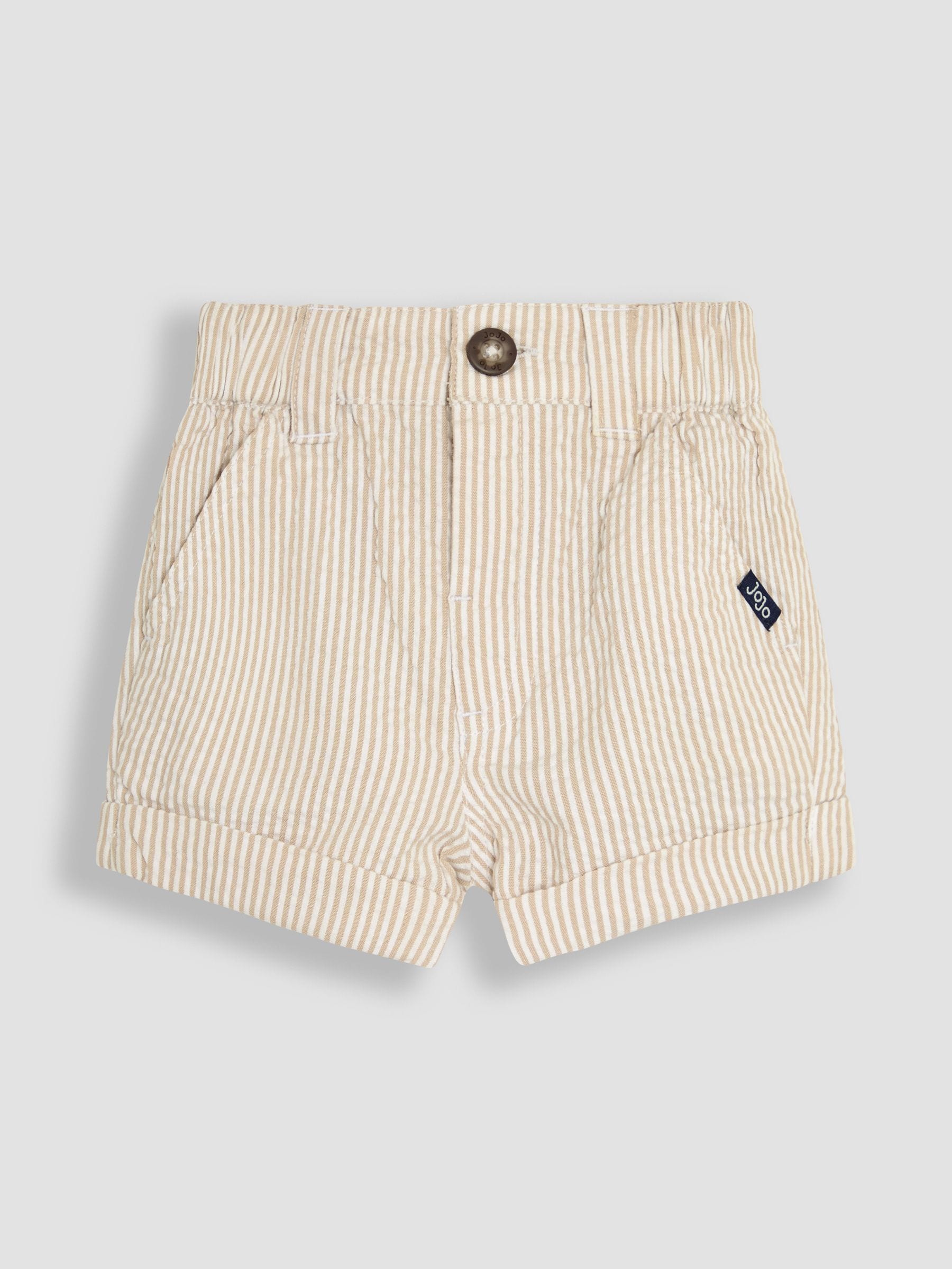 Naturel kiezelkleur - JoJo Maman Bébé Seersucker Stripe 100% Cotton Shorts