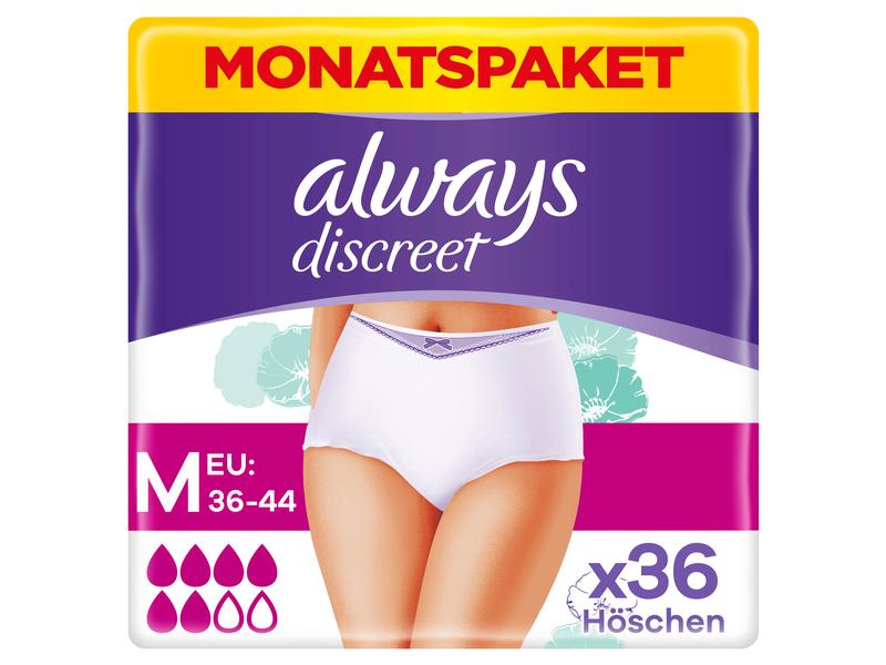 Always Inkontinenz Pants Discreet Plus M 36 Stück Inkontinenz-Höschen bei Blasenschwäche