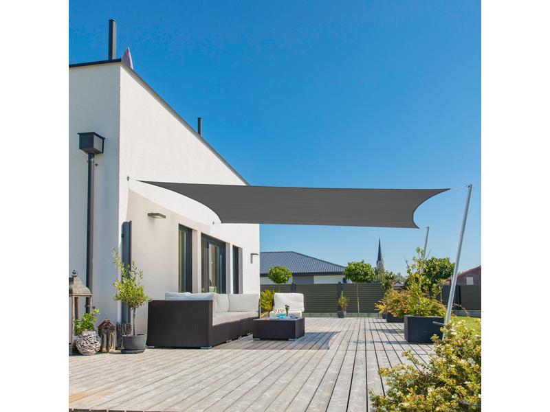 Windhager Sonnensegel Cannes, 4 x 5 m, Eckig, Anthrazit Schattentuch für Terrasse oder Balkon