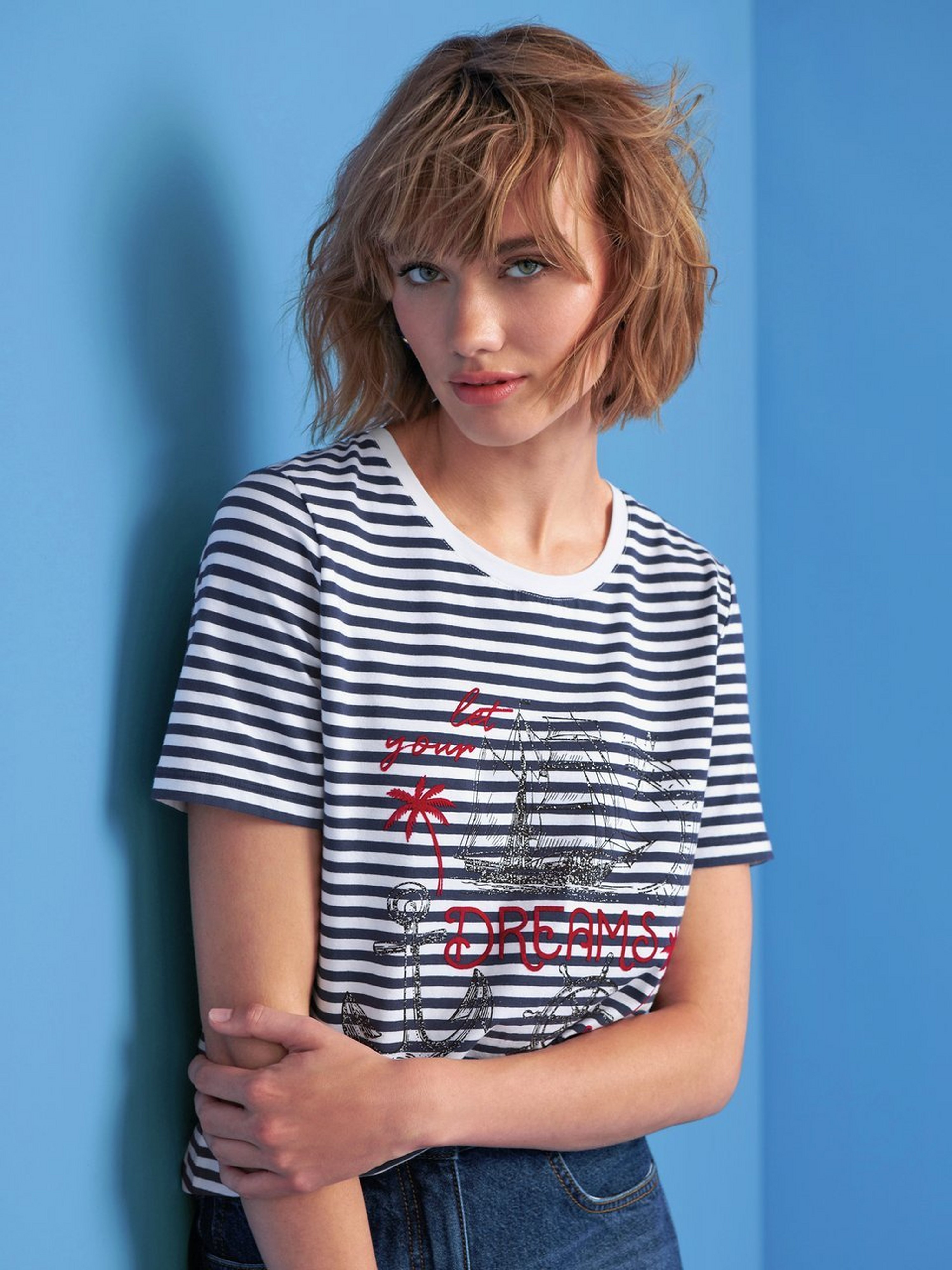 Rundhals-Shirt mit 1/2-Arm