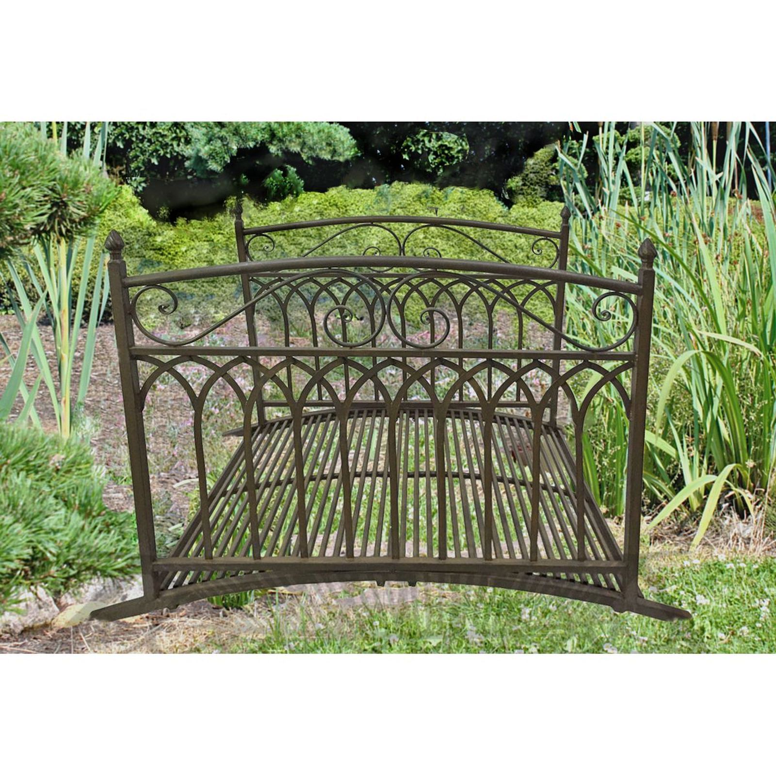 Gartenbrücke YASUR - Rost-Optik - mit Geländer