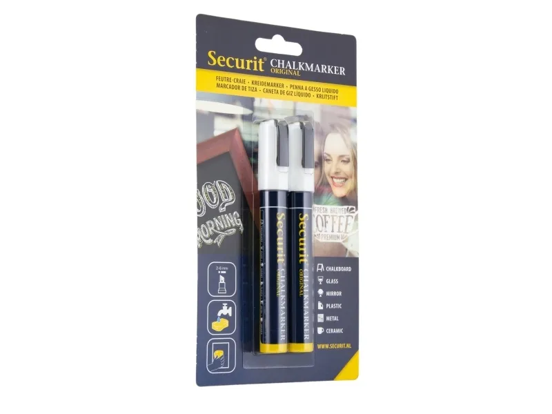 Securit® original kridtmarker hvid med 2 stk.