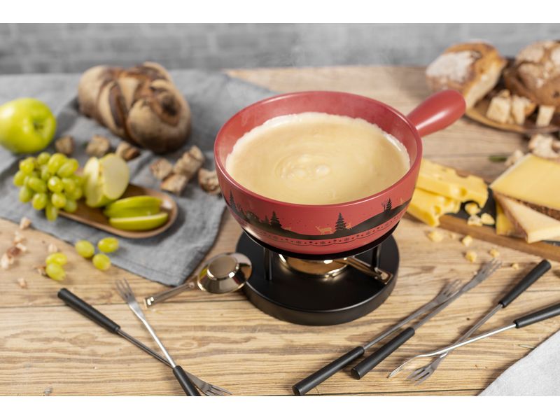 Kuhn Rikon Käsefondue-Set Winterwonderland 8 Teile, Rot/Sch Käsefondue-Set