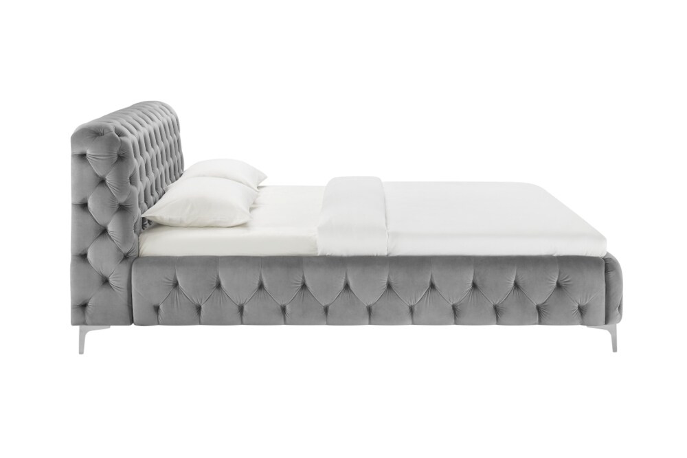 riess-ambiente Doppelbett MODERN BAROCK - 160x200cm grau Samt Chesterfield