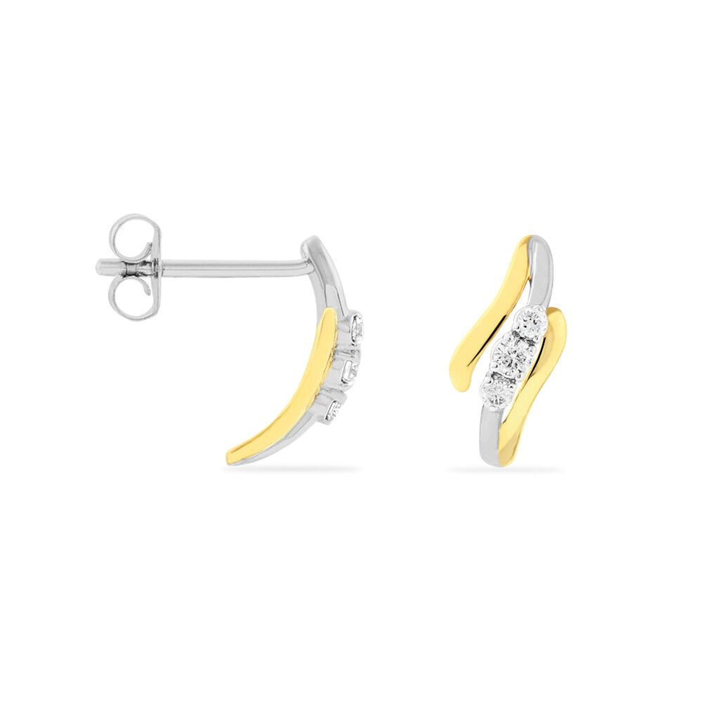 Boucles D'oreilles Pendantes Mayline Or Bicolore Diamant