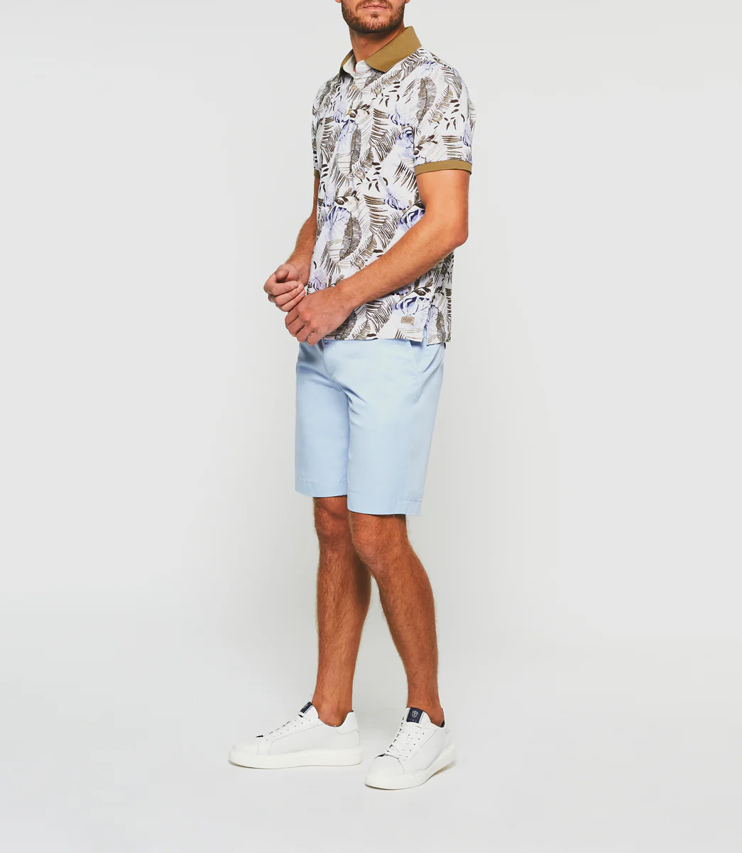 Polo manches courtes blanc et bleu 