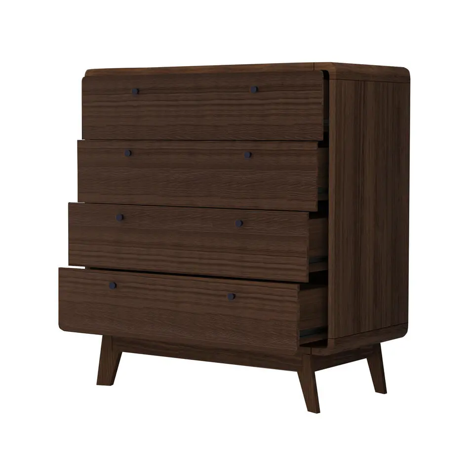 Cassie - Commode met 4 laden in walnoot spaanplaat