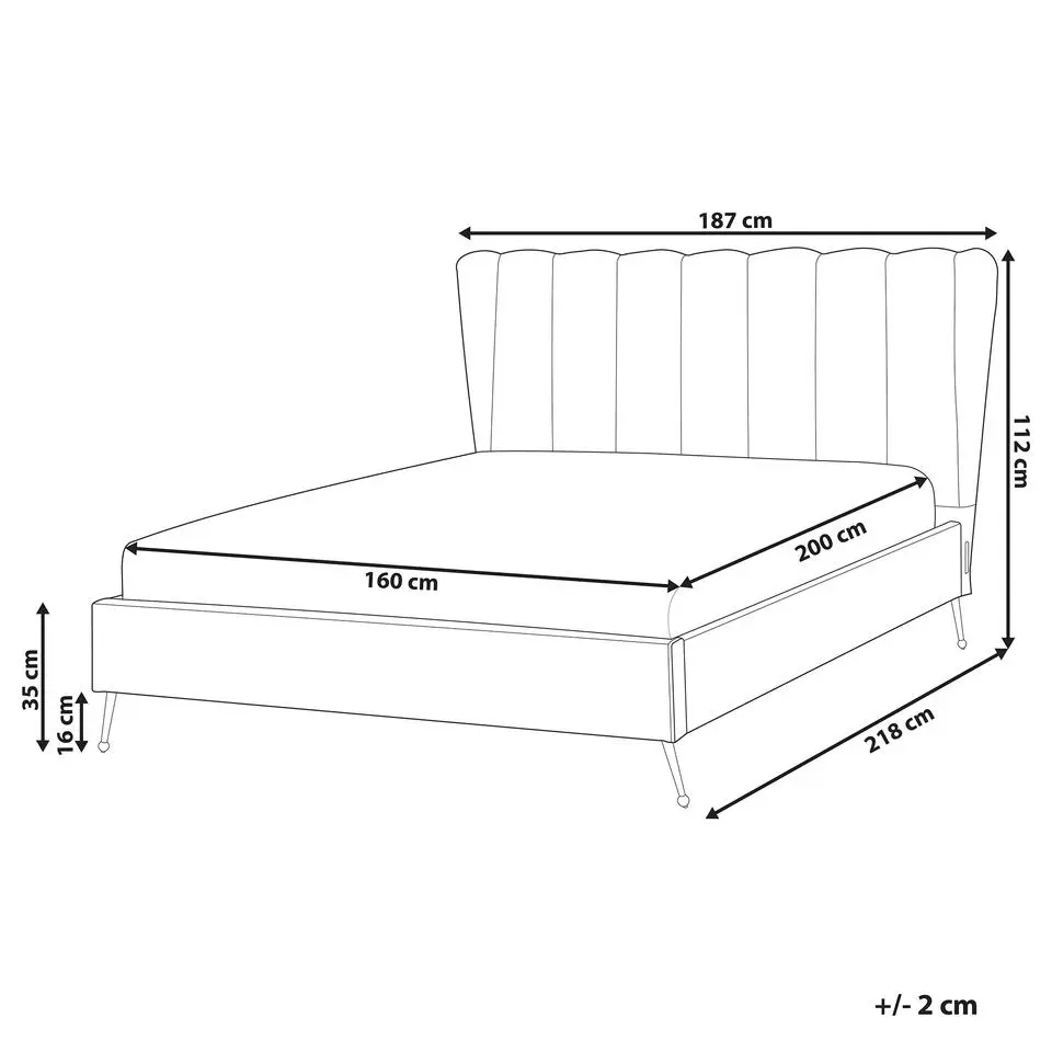 MIRIBEL - Tweepersoonsbed - Beige - 160x200 - Fluweel