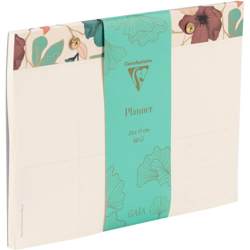 Gaïa beige, bloc planner à rivets 24 x 17 cm 60 feuillets imprimés détachables