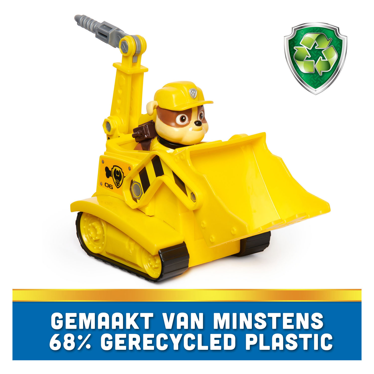 PAW Patrol Voertuig met Speelfiguur - Rubble's Bulldozer
