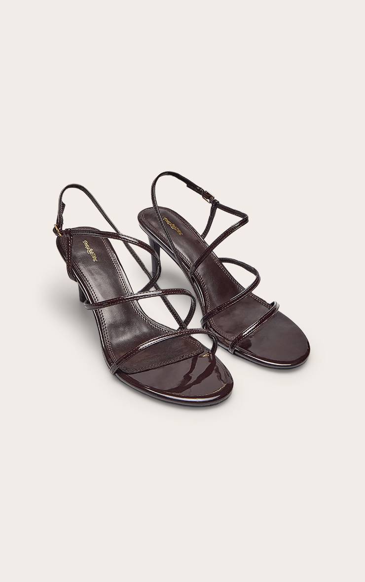Chocolat Sandale À Talon Bout Rond À Brides Imprimé Synthétique Marron