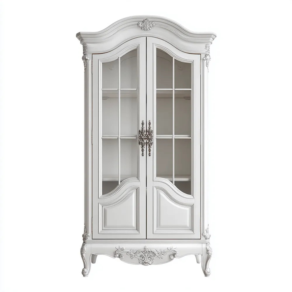 Vitrinenschrank Holz 200x100x45 cm - Weiß - Klassisches Design