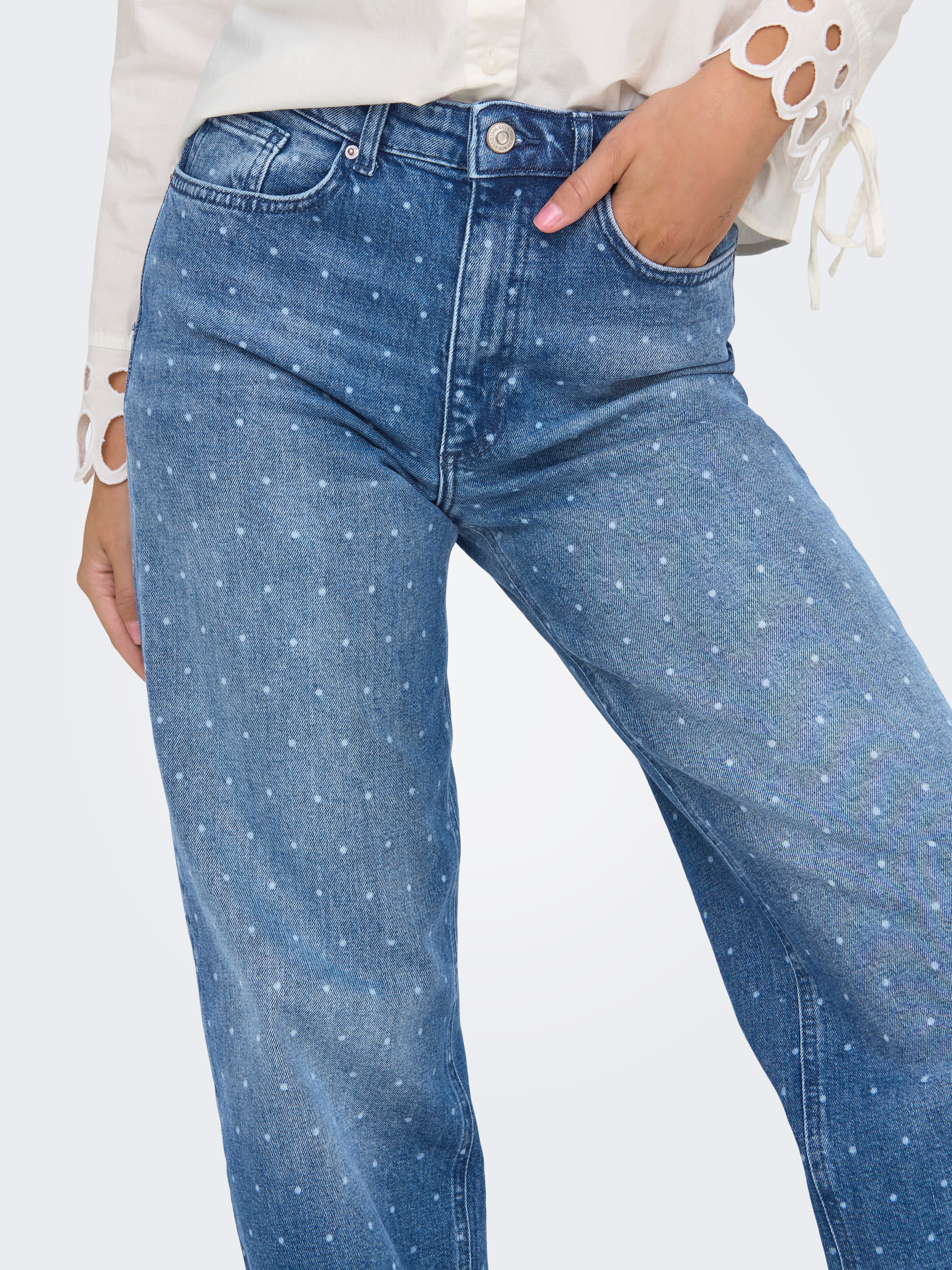 ONLJUICY Hohe Taille Weiter Beinschnitt Jeans Medium Blue Denim