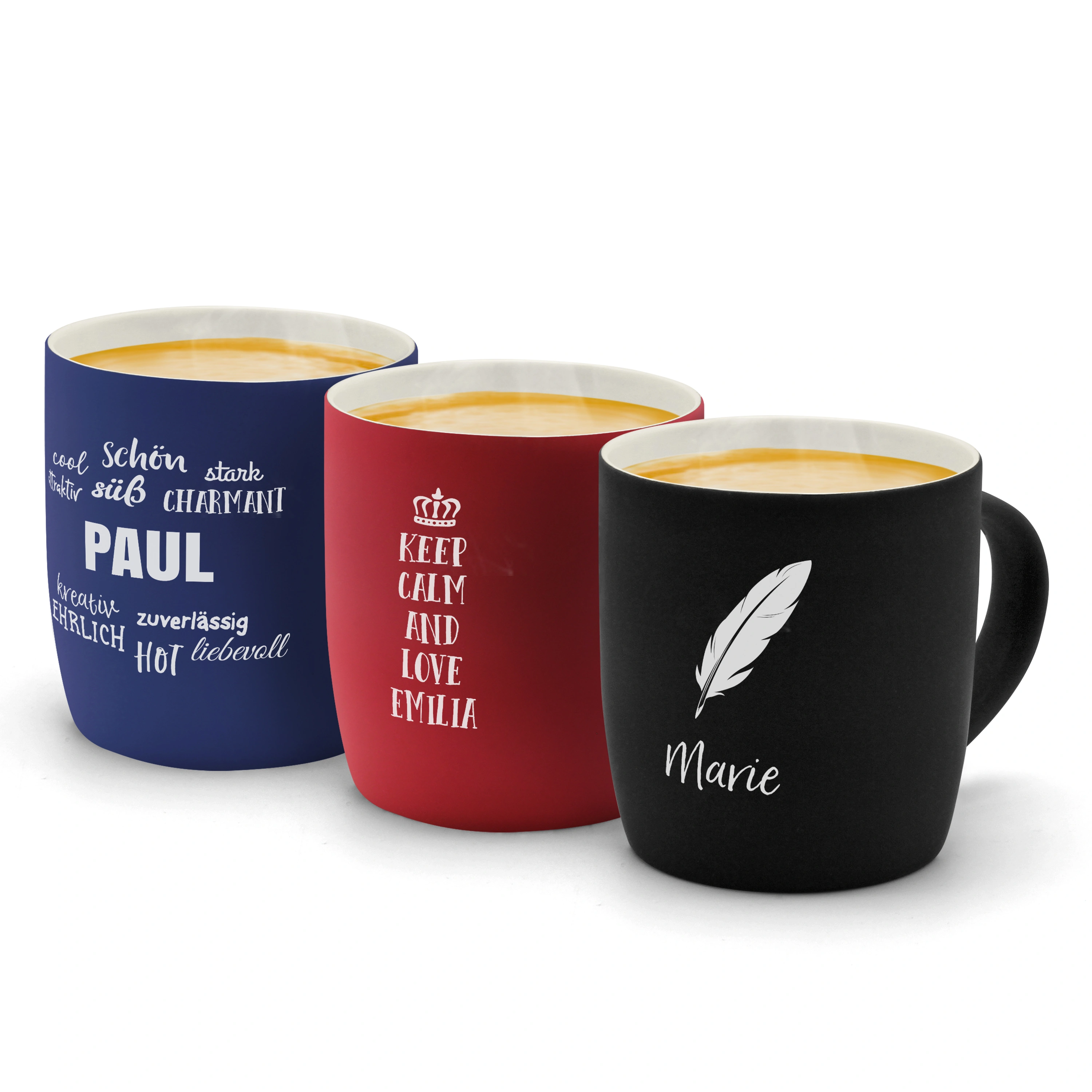 Kaffeetasse mit Wunsch-Gravur (Farbe: schwarz)