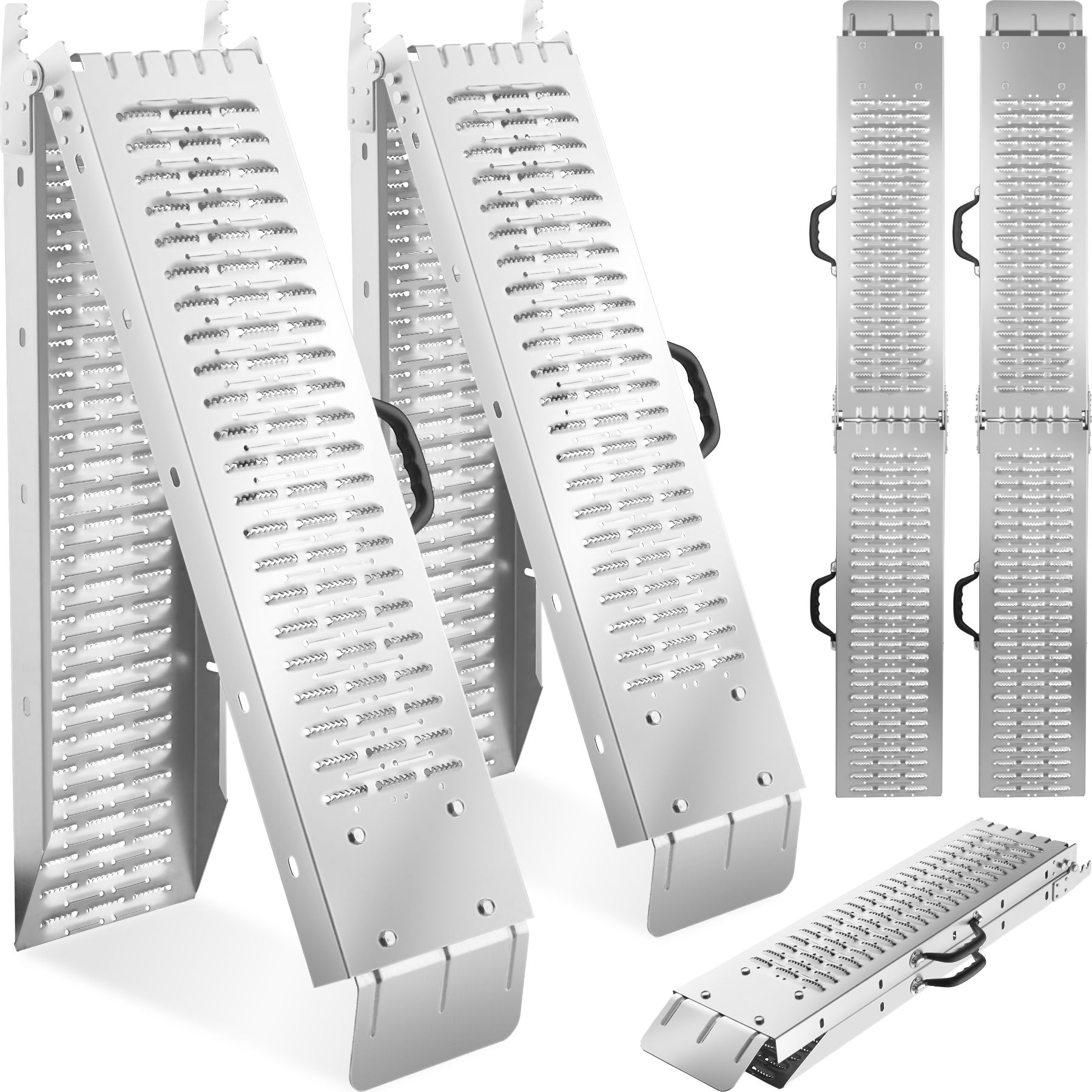 tectake® Auffahrrampen, 2er Set, aus verzinktem Stahl, Belastbarkeit 400 kg, 200 kg pro Rampe
