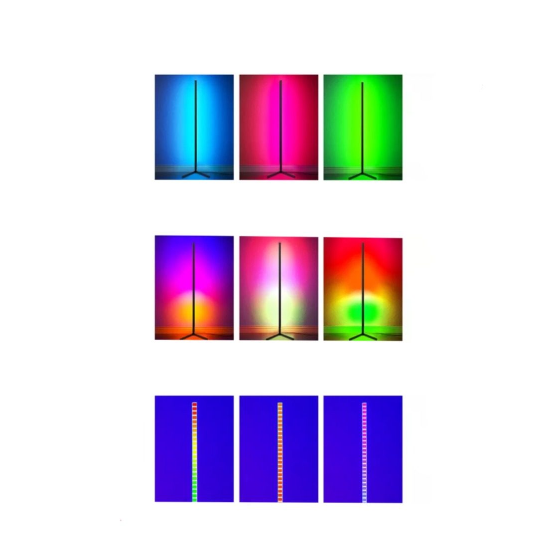 (150cm) LED RGB Stehlampe Gaming Hintergrund Beleuchtung mit Soundsteuerung und Appsteuerung   Fernbedienung - Schwarz