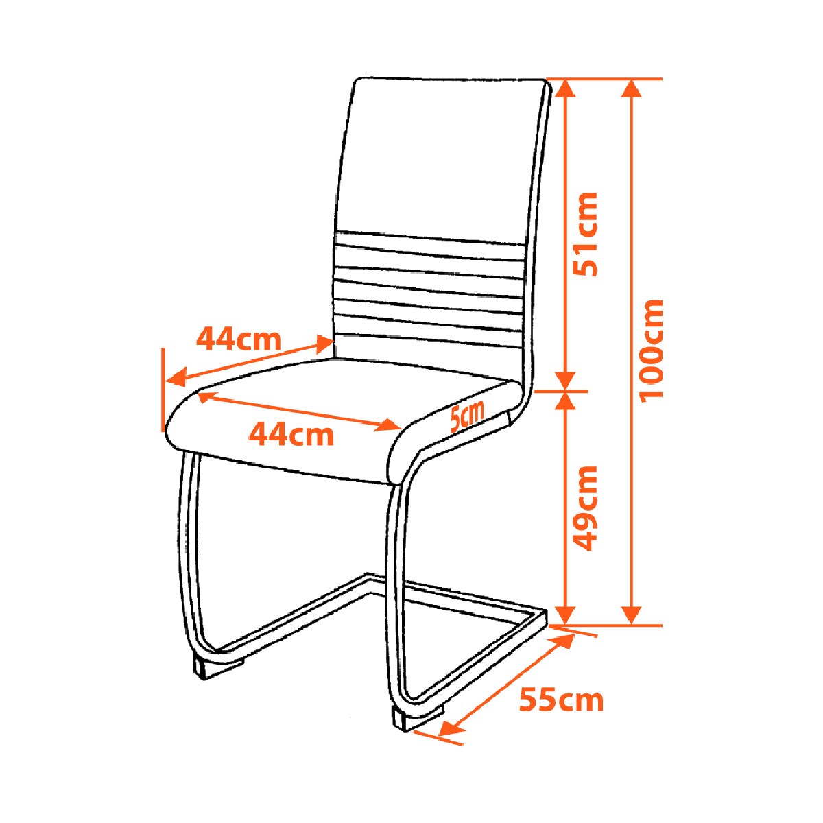 Freischwinger Stühle 4er Set LUGANO, Schwarz - Esszimmerstuhl Schwingstuhl mit modernem Design, Stoff-Bezug, dicke Polsterung - Küchenstuhl, Polsterstuhl, Stuhl Esszimmer oder Esstisch Stuhl