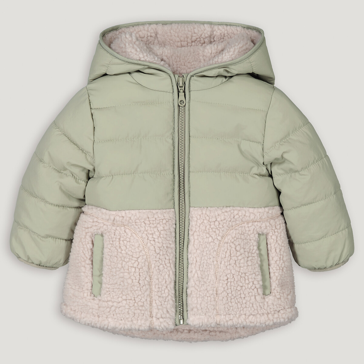 COLEÇÕES LA REDOUTE<br>Jaqueta de plumas com capuz, dois materiais