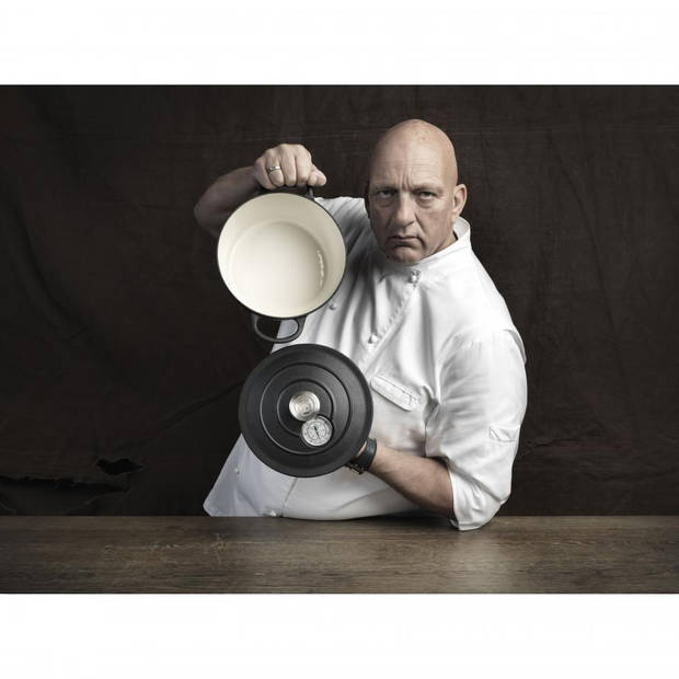Herman den Blijker braadpan met thermometer - gietijzer - Ø 24 cm - zwart